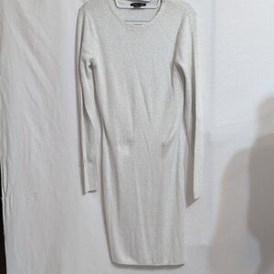Rachel Zoe Shimmering Silver Long Sleeve Dress